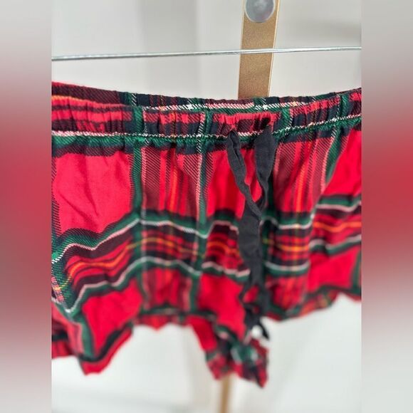 Victoria’s Secret PINK red plaid drawstring pajama shorts size large 56% cotton - Picture 4 of 6